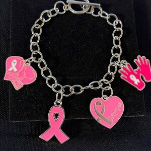 Breast Cancer Awareness Survivor Charm Bracelet – Pink Ribbon Jewelry